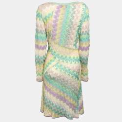 Pre Owned Missoni Multicolor Knit Long Sleeve Knee Length Dress L