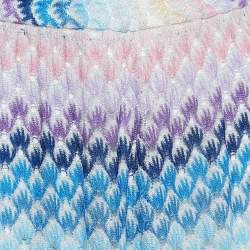 Pre Owned Missoni Multicolor Chevron Lurex Knit Wide Leg Side Open Pants S