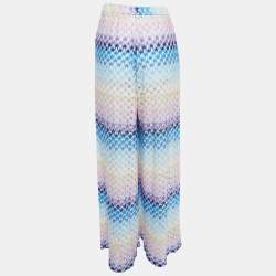 Pre Owned Missoni Multicolor Chevron Lurex Knit Wide Leg Side Open Pants S