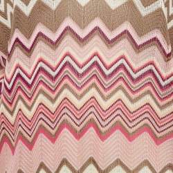 Pre Owned Missoni Pink Chevron Knit Cut-Out Detail Sheer Top M