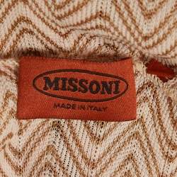 Pre Owned Missoni Pink Chevron Knit Cut-Out Detail Sheer Top M