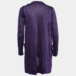 Missoni Purple Lurex Knit Long Front Open Cardigan S