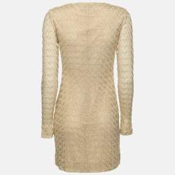 Pre Owned Missoni Beige Lurex Lace Midi Dress S