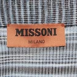 Pre Owned Missoni Metallic/Blue Lurex Knit Drape Neck Top L