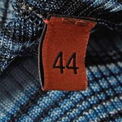 Pre Owned Missoni Metallic/Blue Lurex Knit Drape Neck Top L