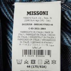 Pre Owned Missoni Metallic/Blue Lurex Knit Drape Neck Top L