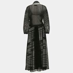 Pre Owned Missoni Black Mesh Wrap Style Maxi Dress With Scarf M