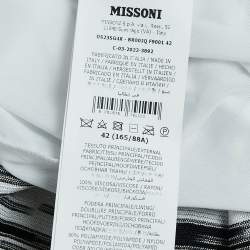 Pre Owned Missoni Black Stripe Stretch Knit Draped Off-shoulder Midi Dress M