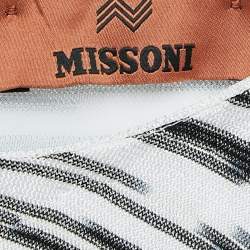 Pre Owned Missoni Black Stripe Stretch Knit Draped Off-shoulder Midi Dress M