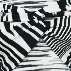 Pre Owned Missoni Black Stripe Stretch Knit Draped Off-shoulder Midi Dress M