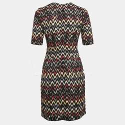Pre Owned Misson Multicolor Chevron Pattern Knit Mini Dress S