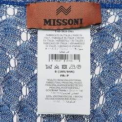 Pre Owned Missoni Silver/Blue Patterned Knit Mini Kaftan Dress S