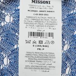 Pre Owned Missoni Silver/Blue Patterned Knit Mini Kaftan Dress S