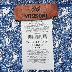 Pre Owned Missoni Silver/Blue Patterned Knit Mini Kaftan Dress S
