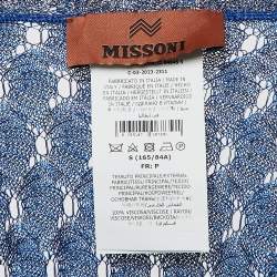 Pre Owned Missoni Silver/Blue Patterned Knit Mini Kaftan Dress S