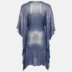 Pre Owned Missoni Silver/Blue Patterned Knit Mini Kaftan Dress S