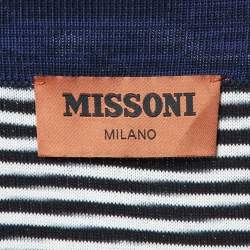 Missoni Navy Blue Patterned Knit Button Front Cardigan XXL