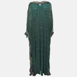 Pre Owned Missoni Green Knit Fabric Kaftan Maxi Dress XL