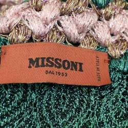 Pre Owned Missoni Green Knit Fabric Kaftan Maxi Dress XL