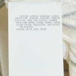 Missoni White Pinhole Lurex Knit Round Neck Top M