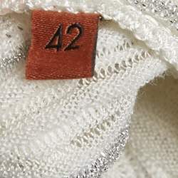 Missoni White Pinhole Lurex Knit Round Neck Top M
