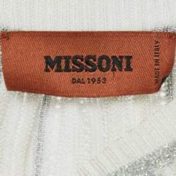 Missoni White Pinhole Lurex Knit Round Neck Top M