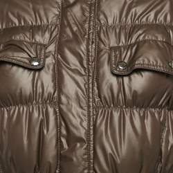 Missoni Olive Green Chevron Print Nylon Shirring Puffer Down Jacket M