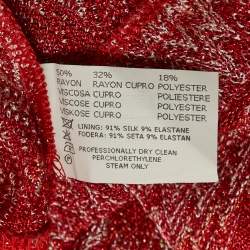 Pre Owned Missoni Red Chevron Lurex Knit Midi Skirt S