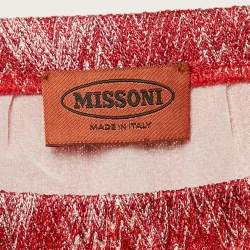 Pre Owned Missoni Red Chevron Lurex Knit Midi Skirt S