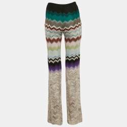 Pre Owned Missoni Multicolor Chevron Knit Flared Trousers S