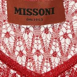Pre Owned Missoni Red Stretch Knit Sheer Cami Top S