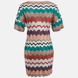 Pre Owned Missoni Multicolor Chevron Lurex Knit Mini Dress S