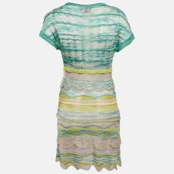 Missoni Green Stretch Knit Ruffled Mini Dress S
