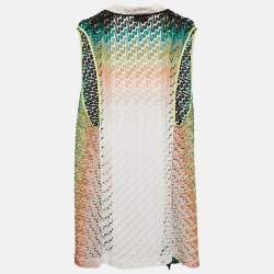 Missoni Multicolor Patterned Knit Open Front Sleeveless Cardigan M