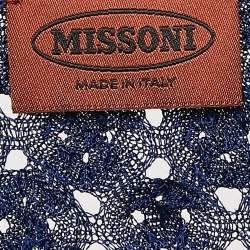 Pre Owned Missoni Blue Patterned Knit Top L