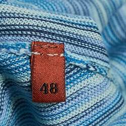 Pre Owned Missoni Blue/Multicolor Patterned Knit Cardigan L