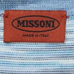 Pre Owned Missoni Blue/Multicolor Patterned Knit Cardigan L