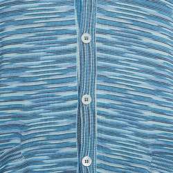 Pre Owned Missoni Blue/Multicolor Patterned Knit Cardigan L