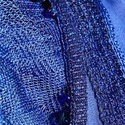Pre Owned Missoni Blue Lurex Knit Bead Detail Kaftan Dress M