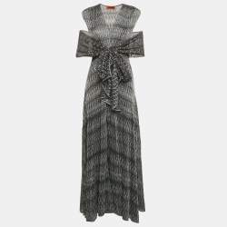 Missoni Black/Grey Chevron Lurex Knit V-Neck Sleeveless Maxi Dress S