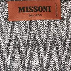 Missoni Black/Grey Chevron Lurex Knit V-Neck Sleeveless Maxi Dress S