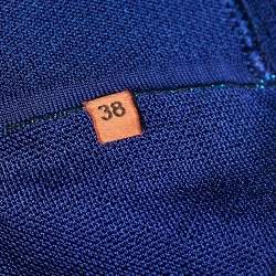 Pre Owned Missoni Metallic Blue Lamé High Rise Wide-Leg Pants S