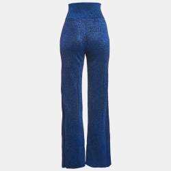 Pre Owned Missoni Metallic Blue Lamé High Rise Wide-Leg Pants S