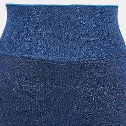Pre Owned Missoni Metallic Blue Lamé High Rise Wide-Leg Pants S