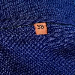 Pre Owned Missoni Metallic Blue Lamé High Rise Wide-Leg Pants S