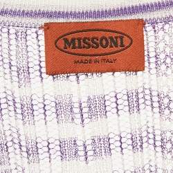 Pre Owned Missoni Purple/White Stretch Knit Sheer Top S