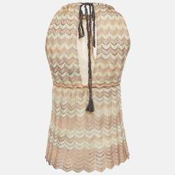 Missoni Beige Chevron Knit Sleeveless Top S