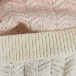 Pre Owned Missoni Pink/White Chevron Knit Sleeveless Top S