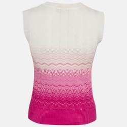 Pre Owned Missoni Pink/White Chevron Knit Sleeveless Top S
