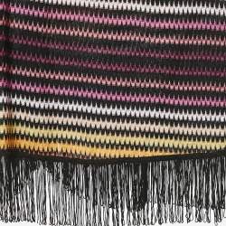 Pre Owned Missoni Orange Chevron Knit Tassels Detail Skirt Set S